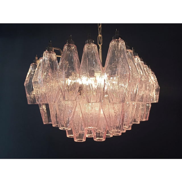 Murano Poliedri Chandelier with Pink Glasses from Carlo Scarpa, 1990s For Sale - Image 11 of 18
