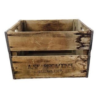 Vintage Rustic Farmhouse Style Wood Crate Vegetable Shipping Box For Sale