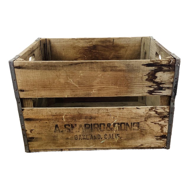 Vintage Rustic Farmhouse Style Wood Crate Vegetable Shipping Box For Sale