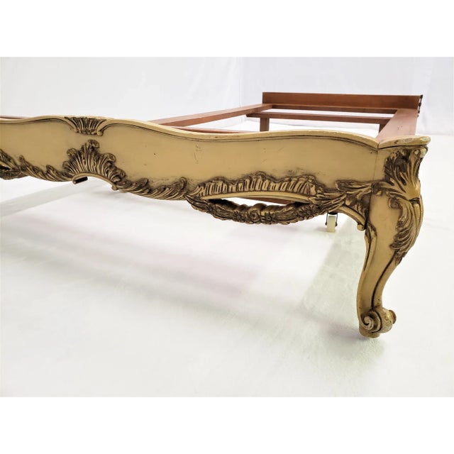 1970s French Cherry Wood Bed Frame For Sale - Image 4 of 11