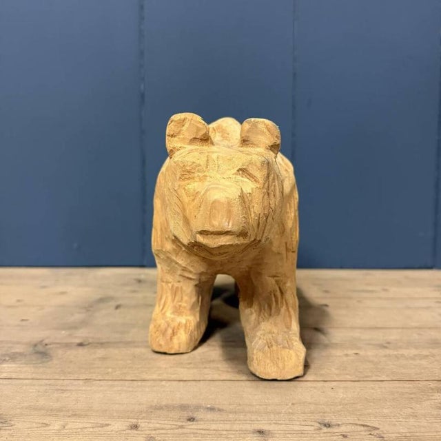 Vintage Wooden Carved Bear For Sale - Image 3 of 12