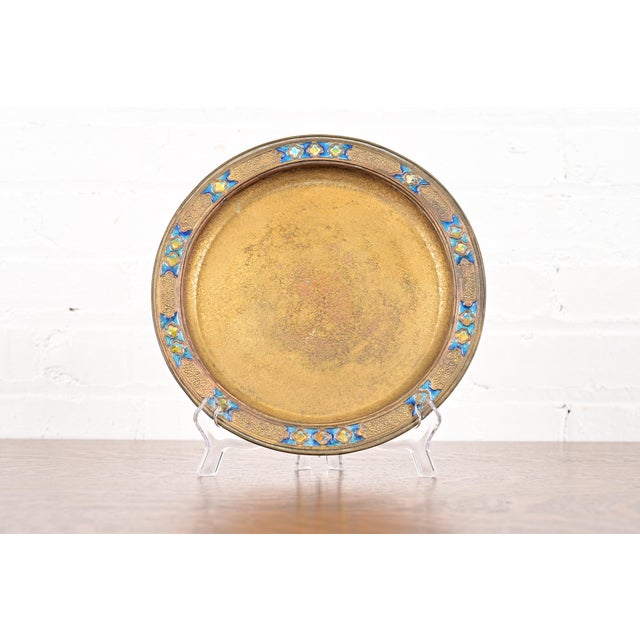 Louis Comfort Tiffany Furnaces Favrile Bronze Doré and Enamel Charger Plate or Tray, 1920s For Sale - Image 12 of 12