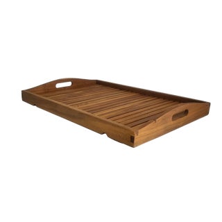 Vintage Outdoor Teak Wood Tray Tabletop For Sale