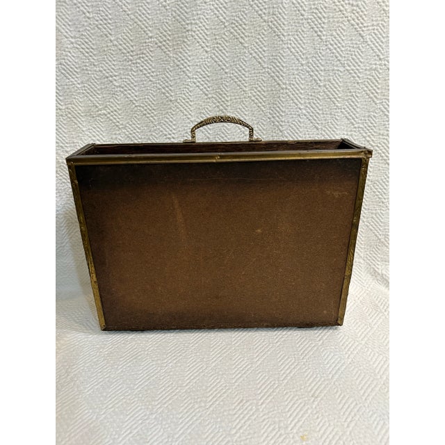 English Mid 20th Century Brass Clad Magazine Holder With Handle For Sale - Image 3 of 8