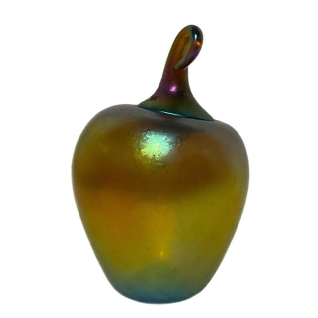 Lundberg Studios Iridescent Art Glass Apple - Signed For Sale In Houston - Image 6 of 7