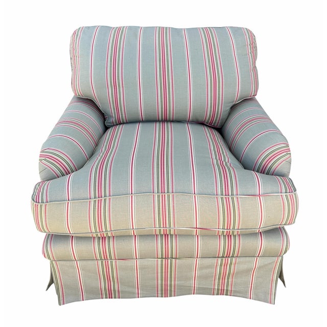 Huge George Smith Standard Roll Arm Upholstered Club Chair.