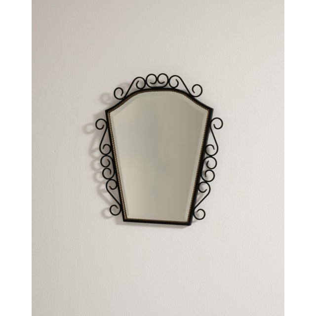 Wrought Iron Wall Mirror, Antique, France, Circa 1930 For Sale - Image 4 of 8
