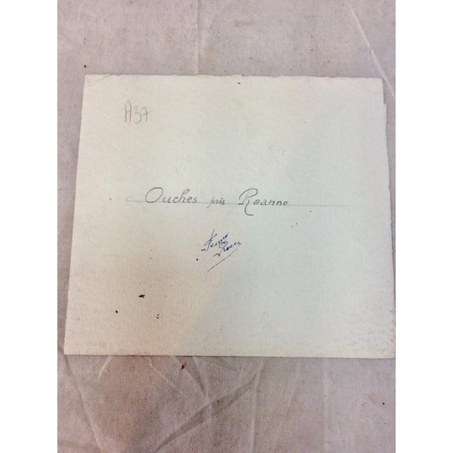 Tan Mid 20th Century French Watercolor Painting, Ouches Pres Roanne For Sale - Image 8 of 10