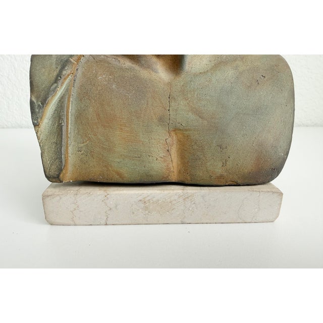 1950s Verdigris Plaster Bust of Apollo on Stone Base For Sale - Image 12 of 12