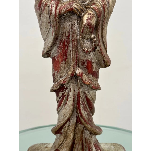 James Mont Hand Carved Figural Silverleaf Table Lamp in the Style of James Mont For Sale - Image 4 of 13