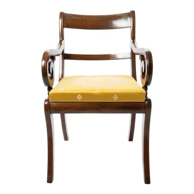English Mahogany Arm Chair With Upholstered Seat, 1820 For Sale
