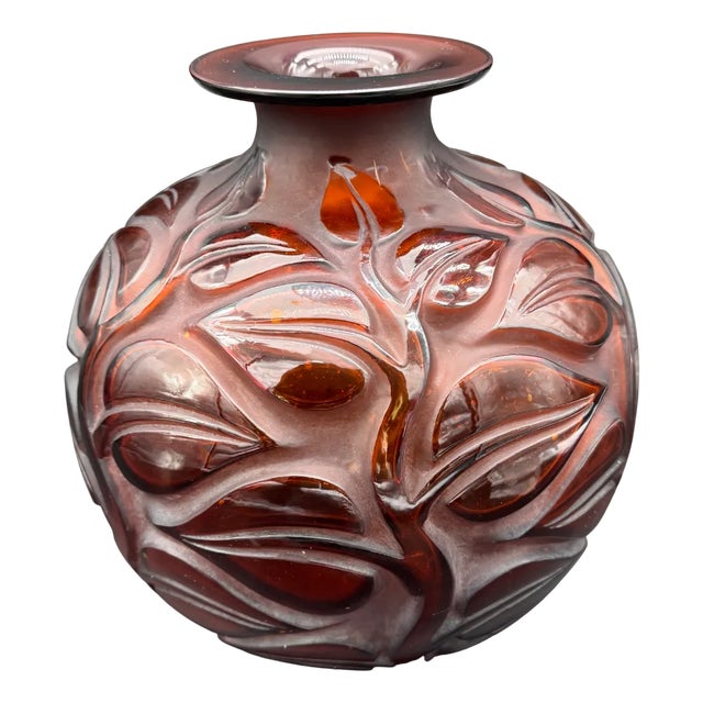 Amber Glass Sophora Vase by R. Lalique, 1926 For Sale
