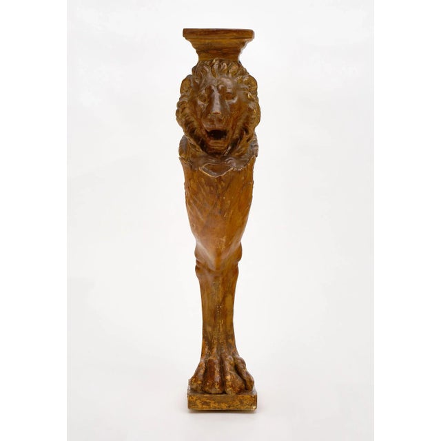 Art Deco Vintage Stucco Lion Pillars For Sale - Image 3 of 10
