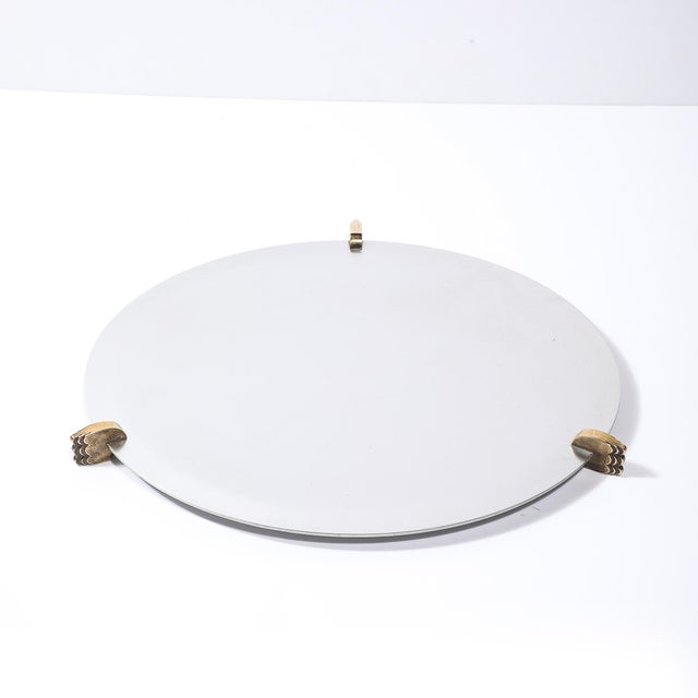 Art Deco Aluminum Serving Tray With Sculptural Brass Supports For Sale - Image 11 of 14