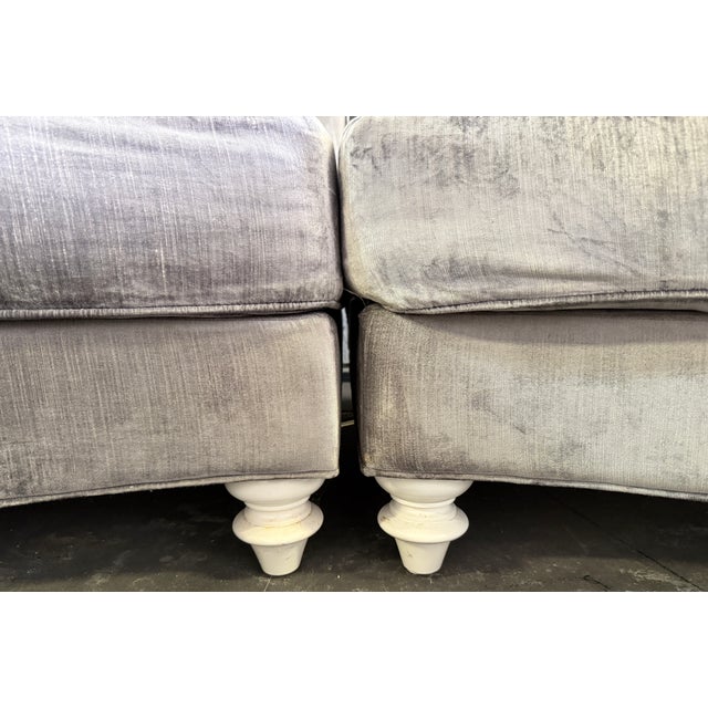 ModShop Hollywood Regency Two-Piece Curved Velvet Sectional Sofa For Sale - Image 4 of 10
