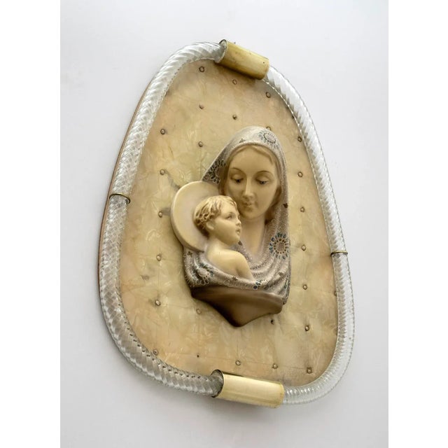 Ivory Mid-Century Torchon Frame in Murano Glass with Madonna Di Venini, 1950s For Sale - Image 8 of 11
