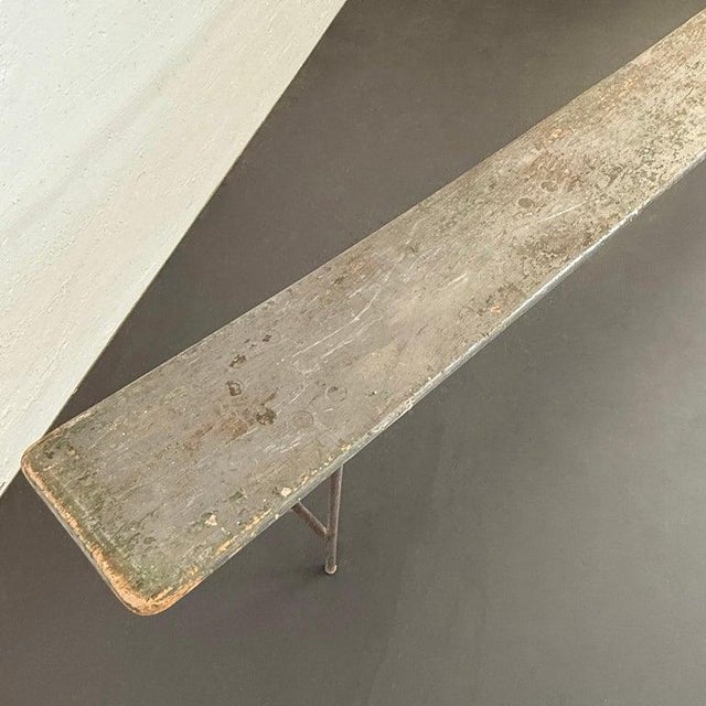 1940s Long Industrial Us Navy Folding Nautical Campaign Bench For Sale - Image 9 of 9