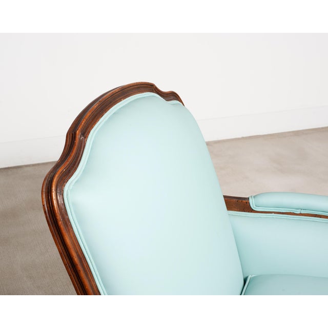 Louis XV Style Bergère Lounge Chair in Tiffany Blue + Ottoman For Sale - Image 15 of 18