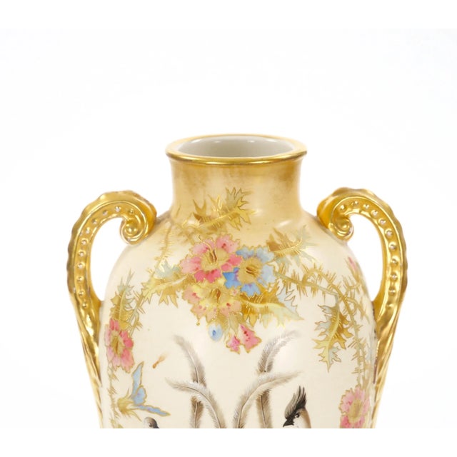 Traditional Antique German Porcelain Hand Painted / Gilt Decorative Vase For Sale - Image 3 of 12