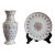 French Limoges Porcelain Baluster Vase & Charger, Hand-Painted Gilt Floral Set For Sale
