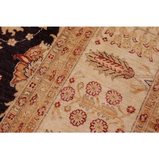 Ivory Classic Ziegler Aubergine Ivory Hand-Knotted Wool Rug - 11'8'' X 14'8'' For Sale - Image 8 of 8