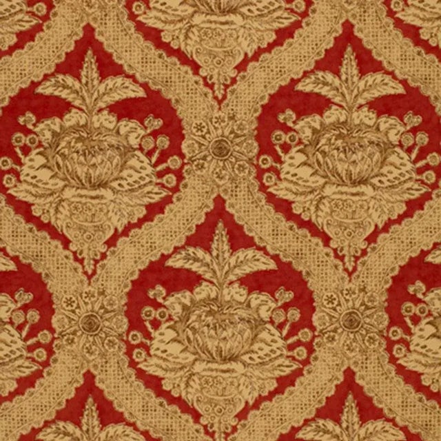 Sample- Schumacher Haddon Hall Damask Fabric in Venetian Red For Sale