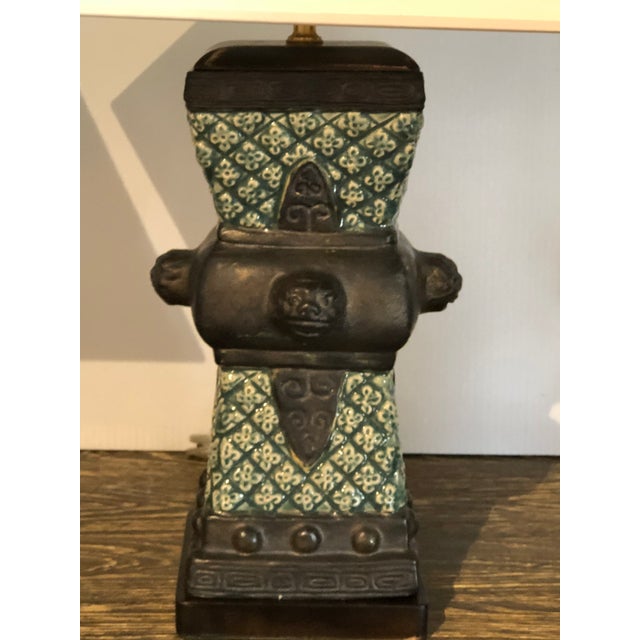 Late 20th Century 20th Century Primitive Style Ceramic Vase Table Lamps - a Pair For Sale - Image 5 of 9