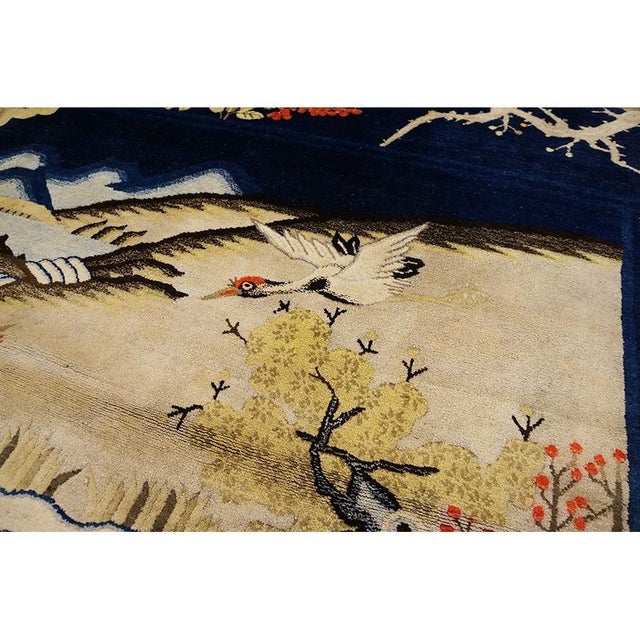 1920s 1920s Ivory Antique Traditional Landscape Chinese Baotou Hallway Runner Wool Rug For Sale - Image 5 of 7