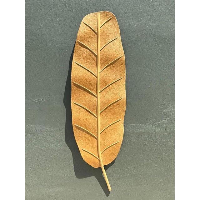 Mid-Century Modern Vintage Monumental Woven Rattan Palm Frond For Sale - Image 3 of 12