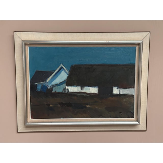 Original Swedish Oil on Canvas – “Bondgård i landskapet” by Bengt Hillgrund – Signed – Vintage & Framed – 82.5 × 62.5 cm...