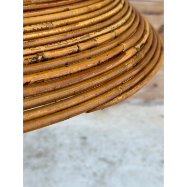 Mid-20th Century Coastal Pencil Reed Rattan Chandelier Pendant For Sale - Image 11 of 12