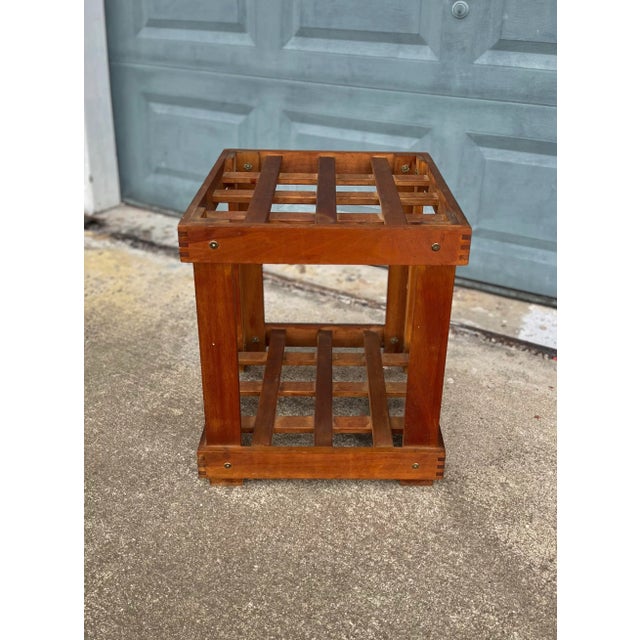 Mid-Century Modern Vintage Lattice Wood Pedestal or Plant Stand For Sale - Image 3 of 13