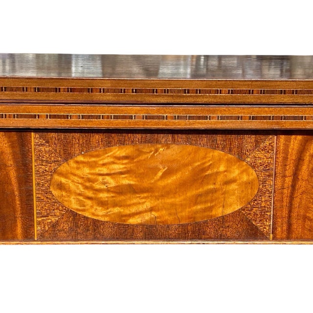 Antique Hepplewhite Style Mahogany & Satinwood Card Table / Console Table For Sale - Image 4 of 12