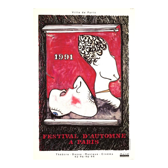Festival d'Automne a Paris 1991 Jasper Johns Original Small Version Music Danse Cinema For Sale