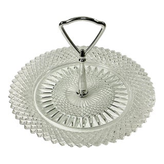 Mid 20th Century Hollywood Regency Boho Chic Glass Diamond Point Bon Bon Plate. For Sale