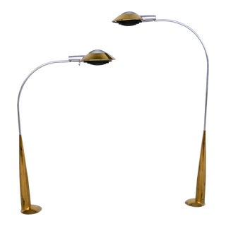 1970's Cedric Hartman Brass Floor Lamps - a Pair For Sale