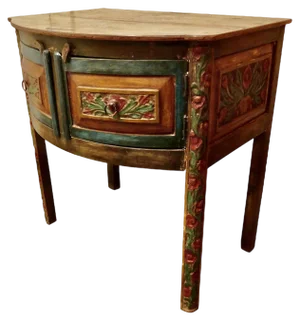 Bow Front Carved Painted Cupboard from Befos