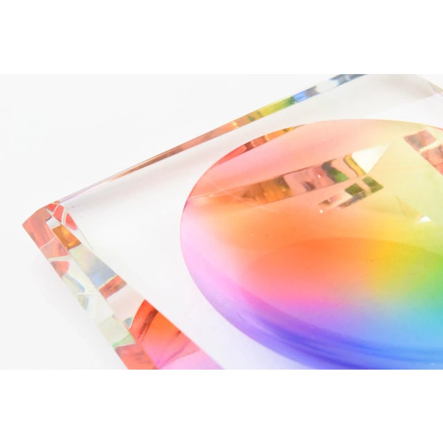 Op Art Rainbow Lucite Angled Bowl Style of Victor Vasarely, 1990's For Sale In Miami - Image 6 of 10