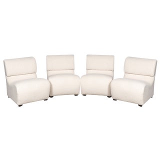 Lounge Chairs in Cream Bouclé, 1980, Set of 4 For Sale