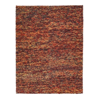 Modern Handmade Texture Wool Rug Abstract Motif in Autumn Colors For Sale