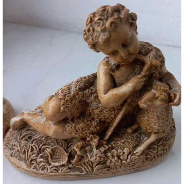 Pair of 19th Century Pastoral Shepherd Figurines, Terracotta-Patinated Ceramic. For Sale - Image 4 of 11