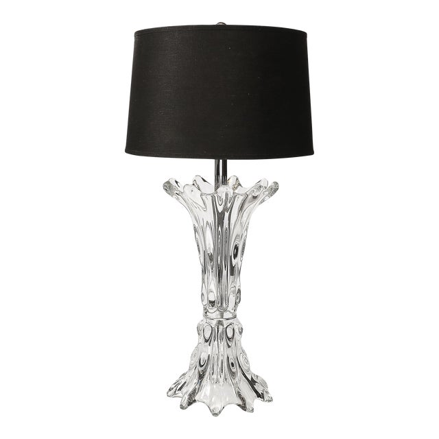 Mid-Century Modernist Sculptural Splash Form Crystal Table Lamp by Art Vannes For Sale