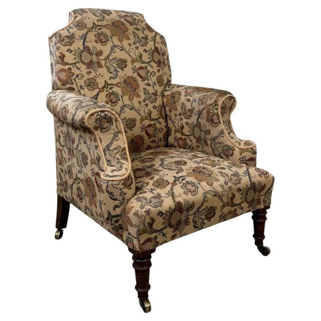Antique 19th Century Victorian Mahogany Wingback Armchair For Sale - Image 4 of 13