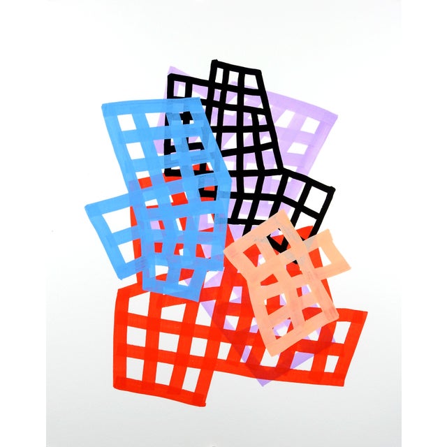 Martina Nehrling Contemporary Abstract Acrylic on Montval Paper "Lattice 2" by Martina Nehrling For Sale - Image 4 of 5
