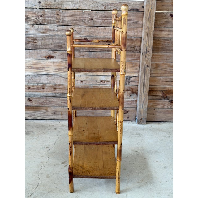Antique Victorian Aesthetic Movement Burnt Bamboo Four-Tier Shelf Etagere For Sale In Naples, FL - Image 6 of 11