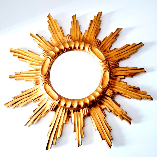 Large Vintage Wall Mirror in Sunburst Finish, 1960s For Sale - Image 9 of 16
