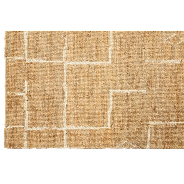 Tan Modern Soumak Natural Jute & Cotton Rug Handmade in Tan For Sale - Image 8 of 9