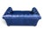 Navy Blue Vintage Chesterfield Navy Blue Tufted Leather Loveseat W/ Brass Trim For Sale - Image 8 of 16