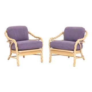 McGuire Twisted Rattan Armchairs, Pair For Sale