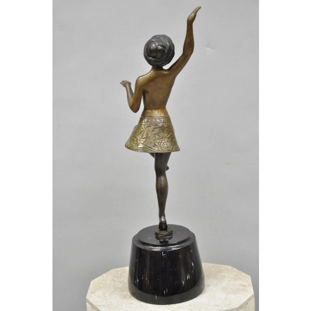 Vintage Reproduction French Art Deco Style Bronze Flapper Dancer Figure Statue For Sale - Image 13 of 17